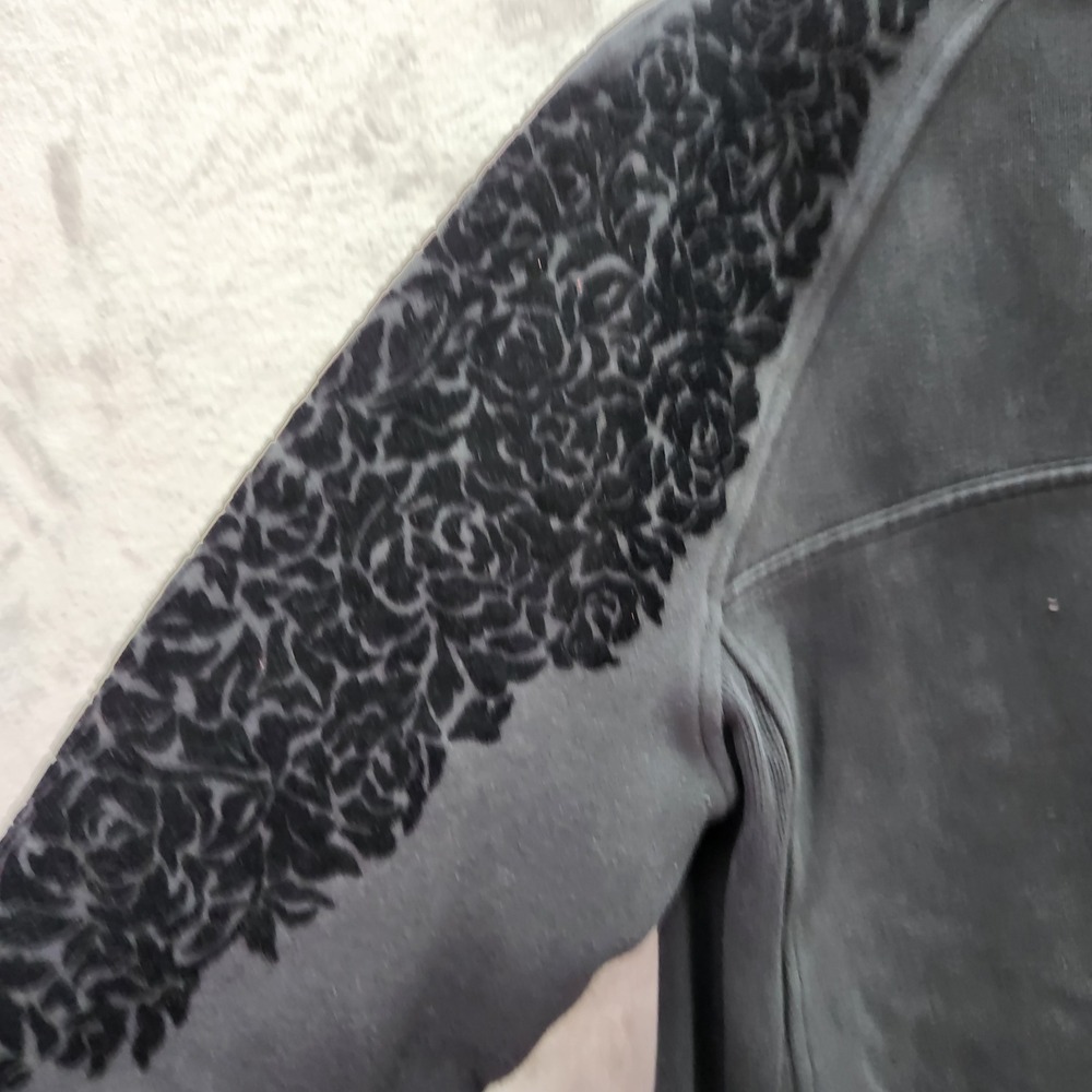 Lululemon Floral Flock Pullover Womens 10 Black Funnel Neck Sweatshirt Back Zip‎ - Picture 7 of 11
